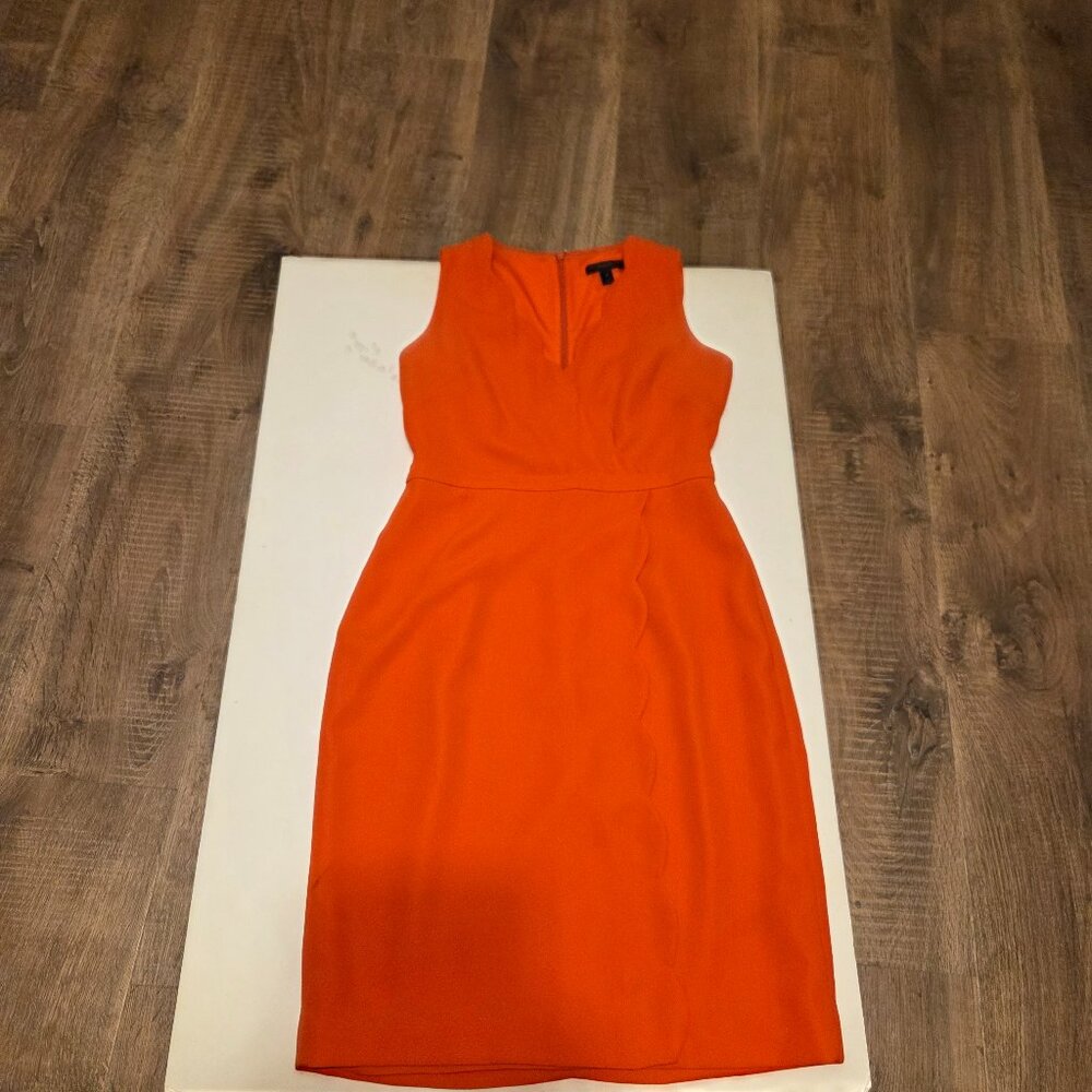 J Crew Woman's Sleeveless Crepe Sheath Dress in Vibrant Orange-Size 4